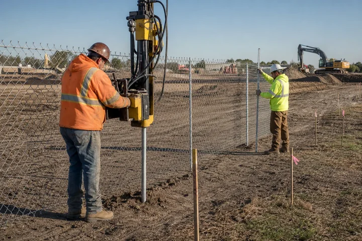 temporary fencing on concrete
